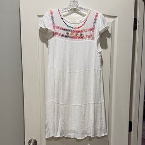 Blu Pepper White Dress with multicolored Embroidery